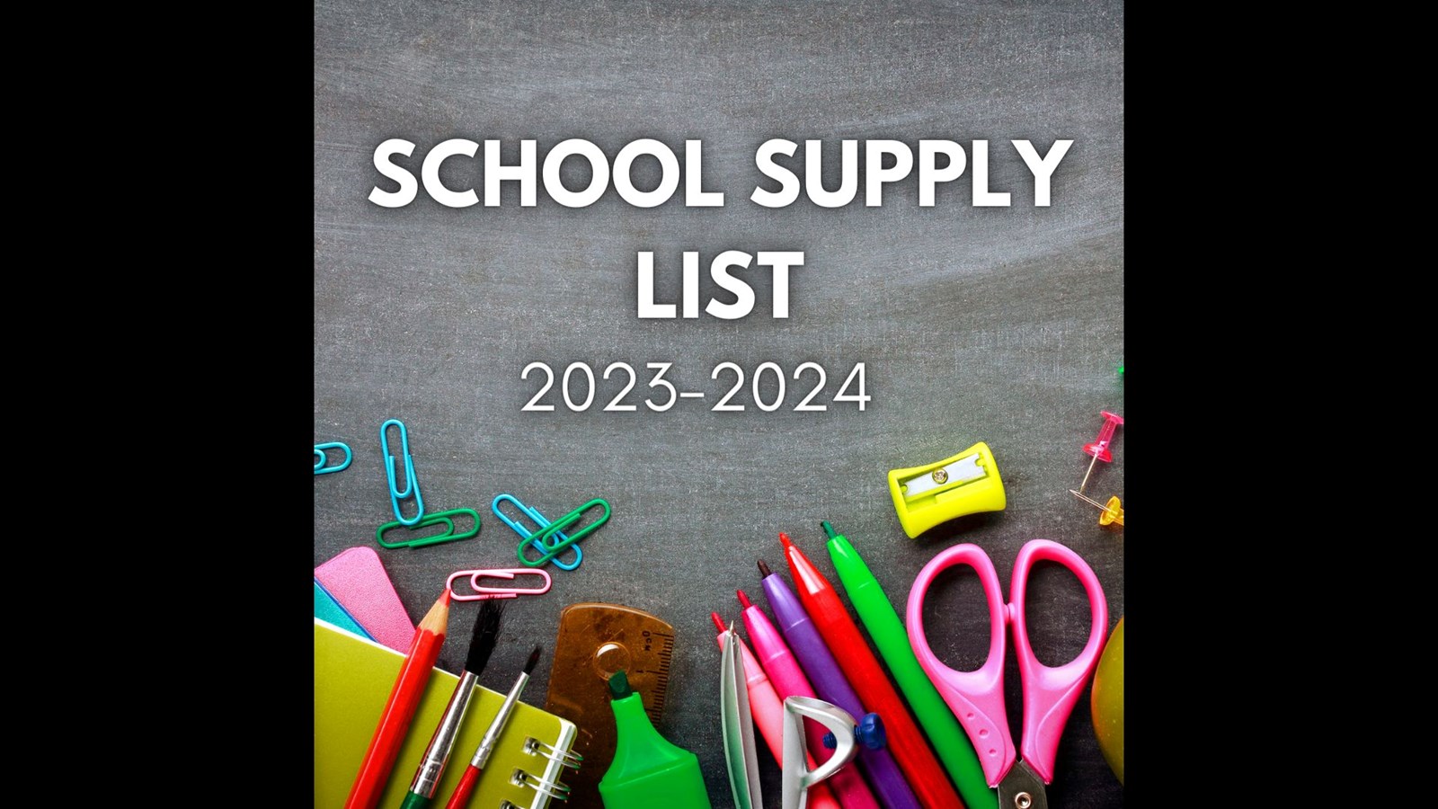 School Supply List with photo of school supplies